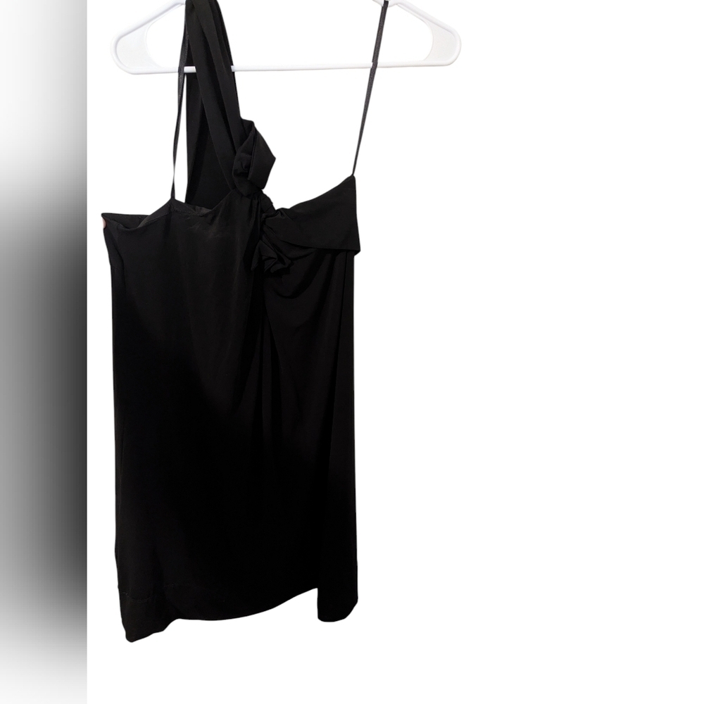 BCBGMaxAzria, Black One Shoulder Mini Dress, Size M
